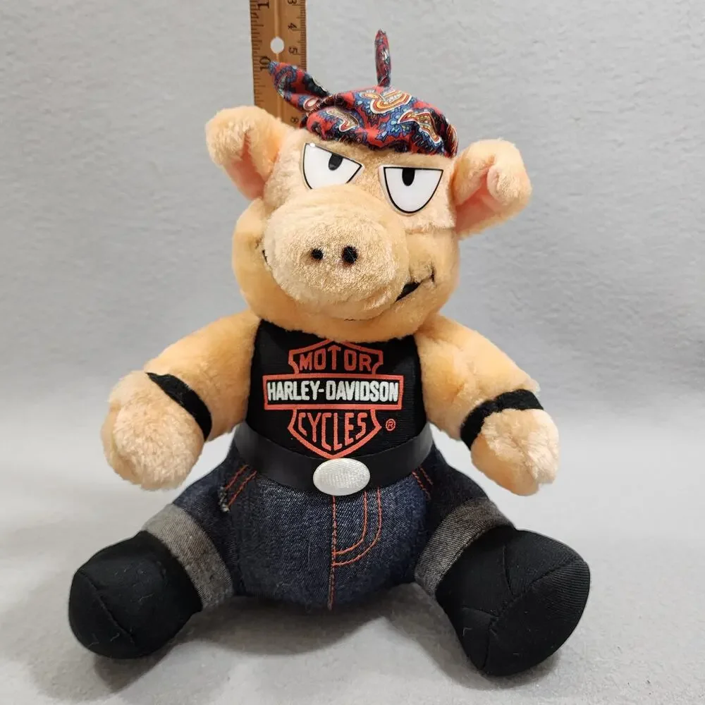 Vintage 1998 Harley-Davidson Motorcycles Road Hog Skull Cap Bandana Plush 10